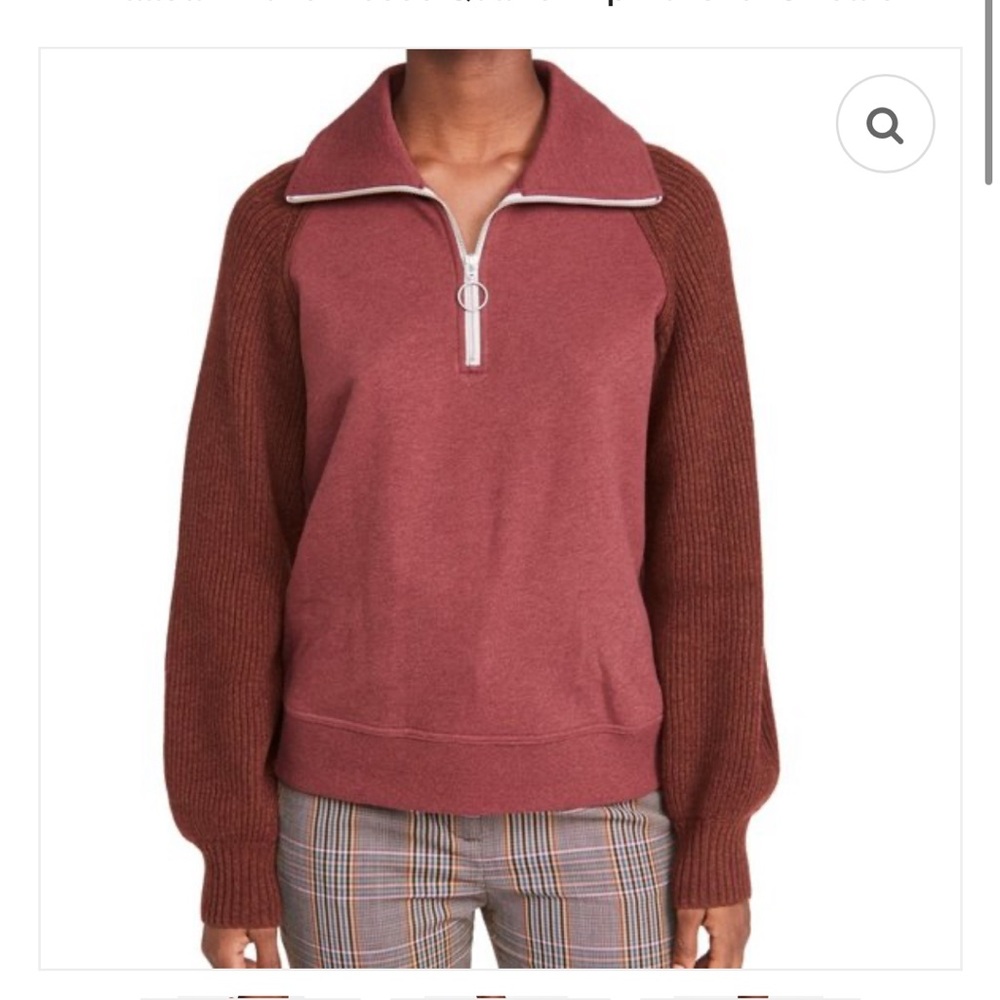 NWT Naadam Luxe Cashmere & Fleece Quarter Zip Pullover Sweater